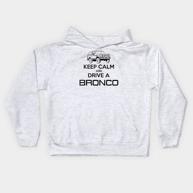 Keep Calm Bronco Black Print Kids Hoodie by The OBS Apparel